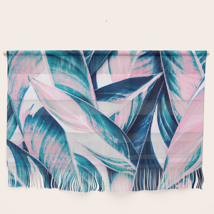 Botanical leaf pink and blue Wall Hanging Gallery Image 1