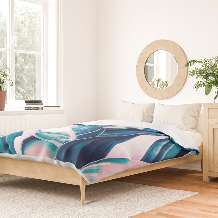 Botanical leaf pink and blue Duvet Cover Gallery Image 2