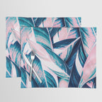 Botanical leaf pink and blue Placemat Gallery Image 1