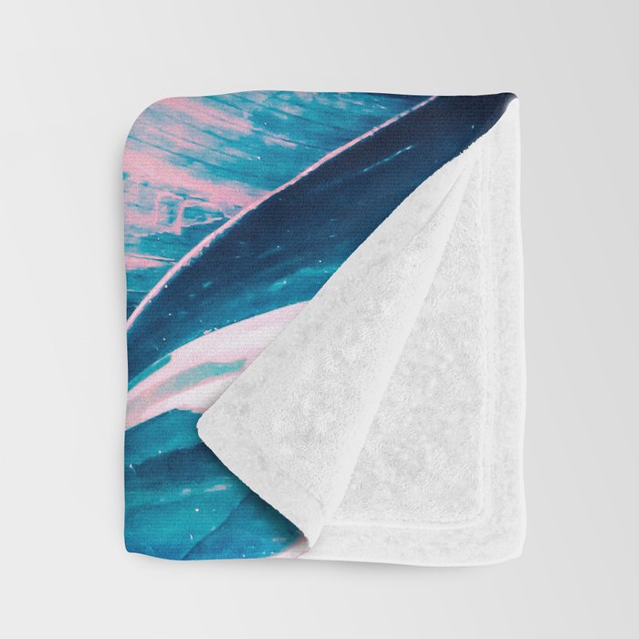 Botanical leaf pink and blue Throw Blanket Gallery Image 3