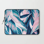 Botanical leaf pink and blue Laptop Sleeve Gallery Image 1