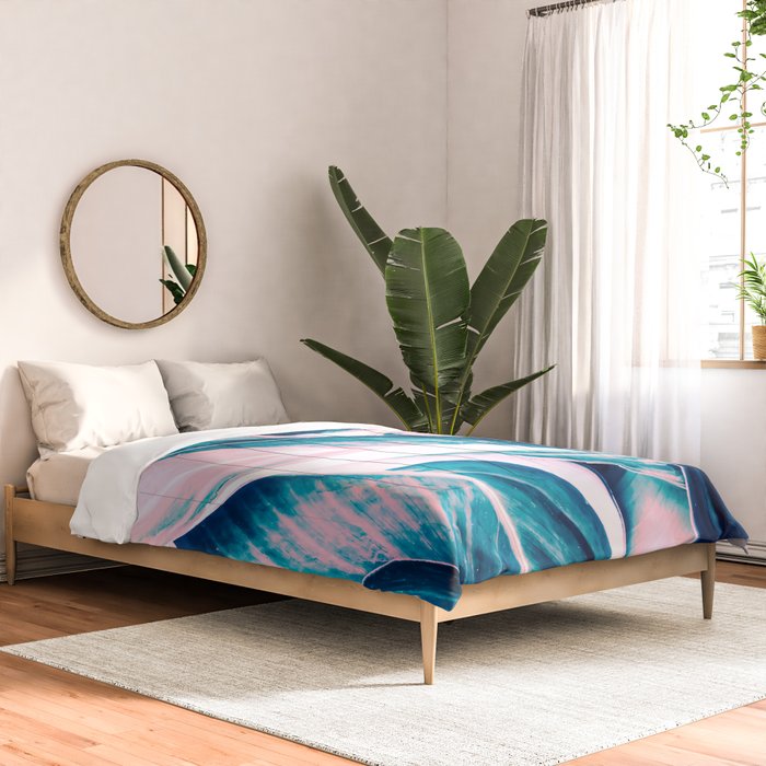Botanical leaf pink and blue Comforter Gallery Image 2