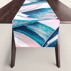 Botanical leaf pink and blue Table Runner Gallery Image 1