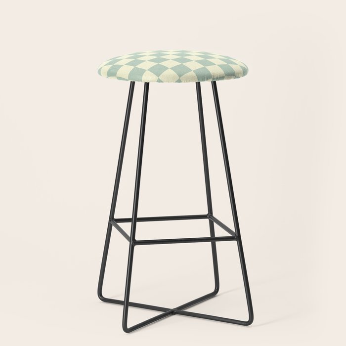 Textured Plaid pattern blue and white Stool Gallery Image 1