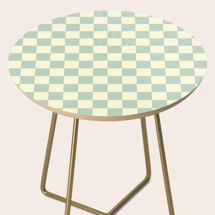 Textured Plaid pattern blue and white Side Table Gallery Image 2