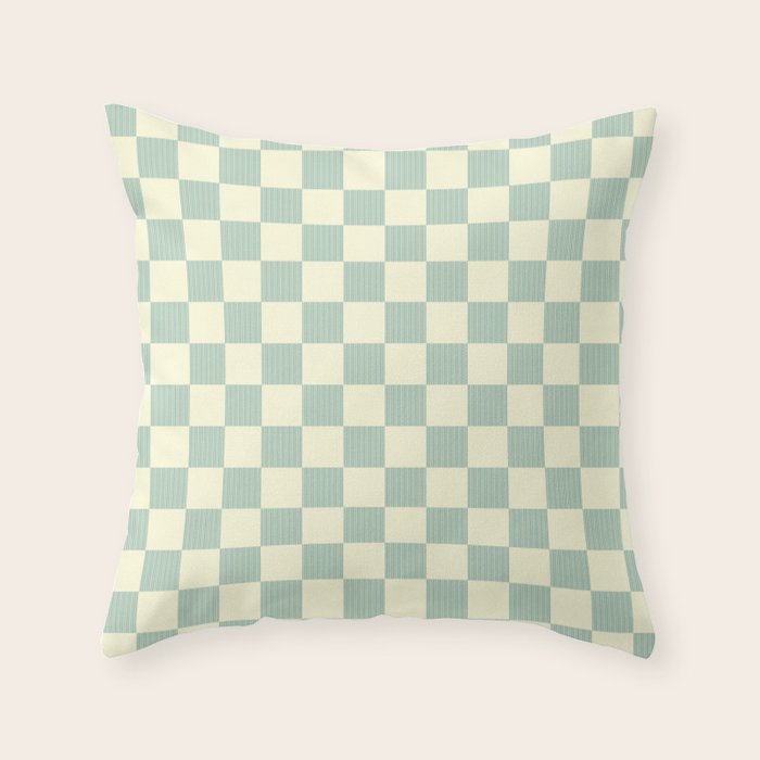 Textured Plaid pattern blue and white Throw Pillow Gallery Image 1
