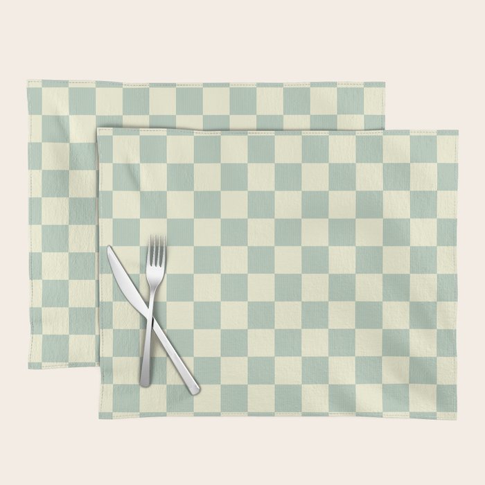 Textured Plaid pattern blue and white Placemat Gallery Image 1