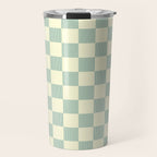 Textured Plaid pattern blue and white Travel Mug Gallery Image 1