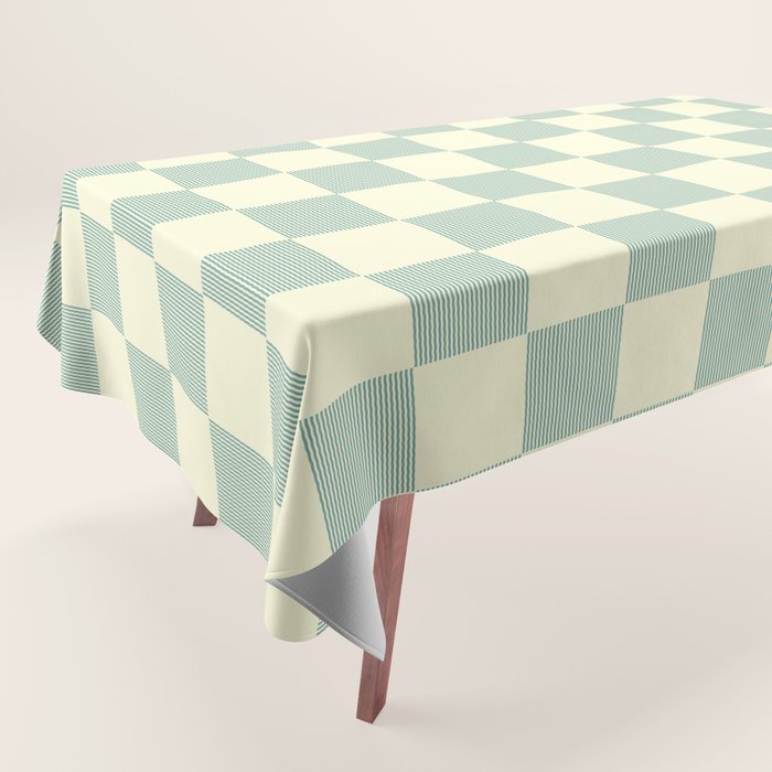 Textured Plaid pattern blue and white Tablecloth Gallery Image 1