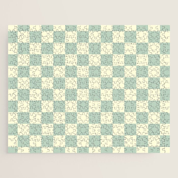 Textured Plaid pattern blue and white Jigsaw Puzzle Gallery Image 1