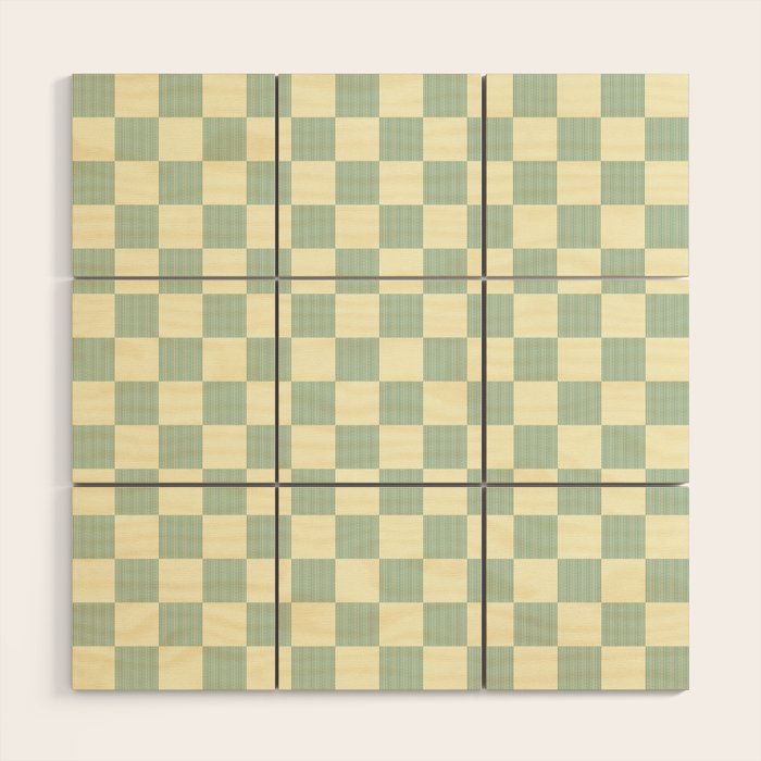 Textured Plaid pattern blue and white Wood Wall Art Gallery Image 1