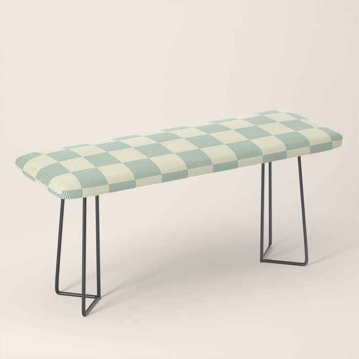 Textured Plaid pattern blue and white Bench Gallery Image 1
