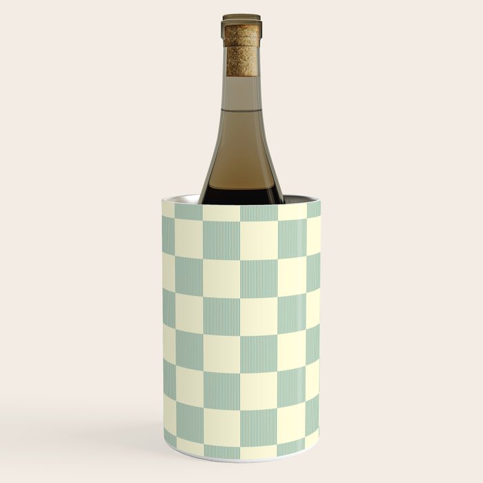Textured Plaid pattern blue and white Wine Chiller Gallery Image 1