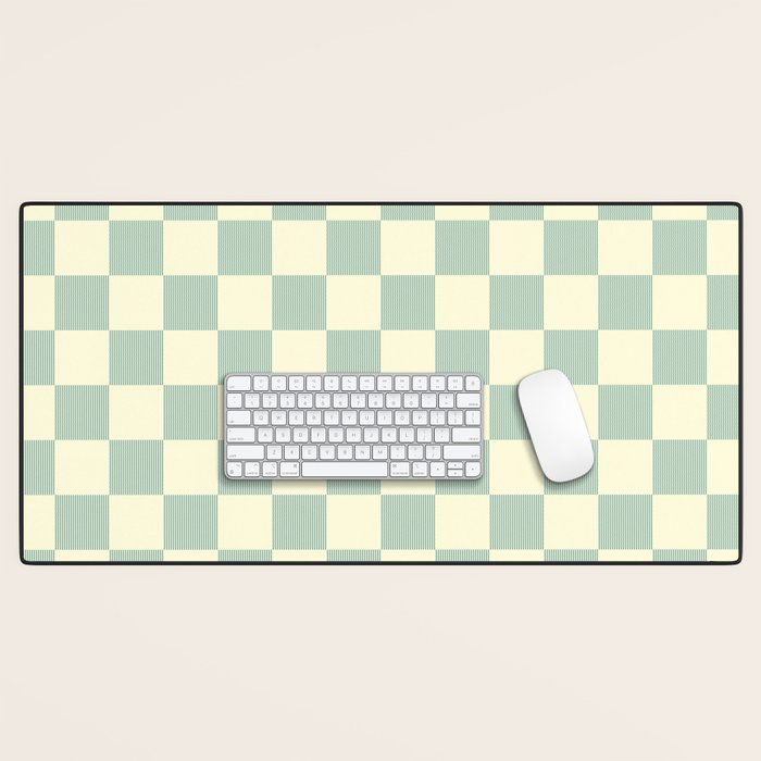 Textured Plaid pattern blue and white Desk Mat Gallery Image 1