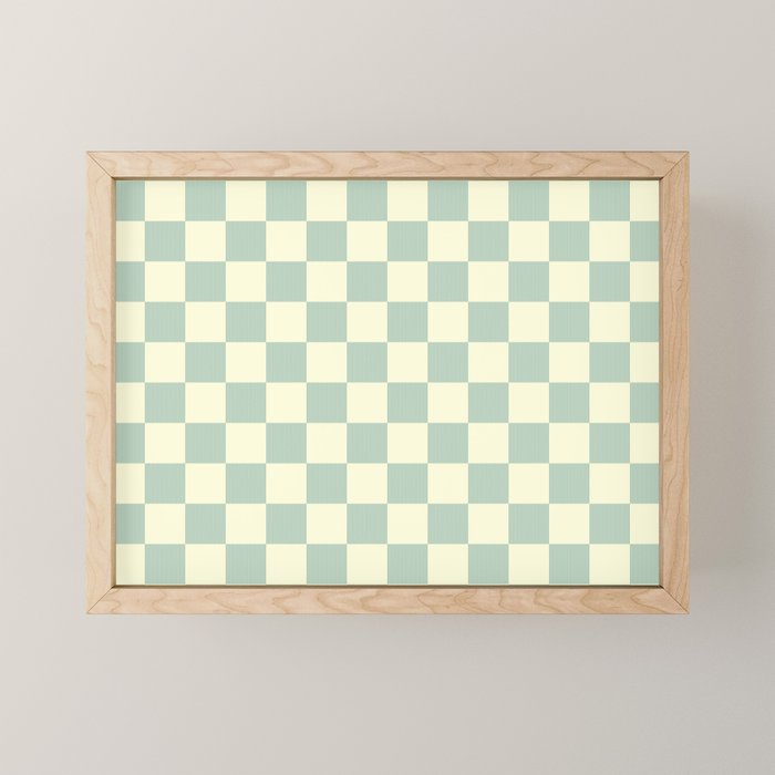 Textured Plaid pattern blue and white Mini Art Print Gallery Image 1