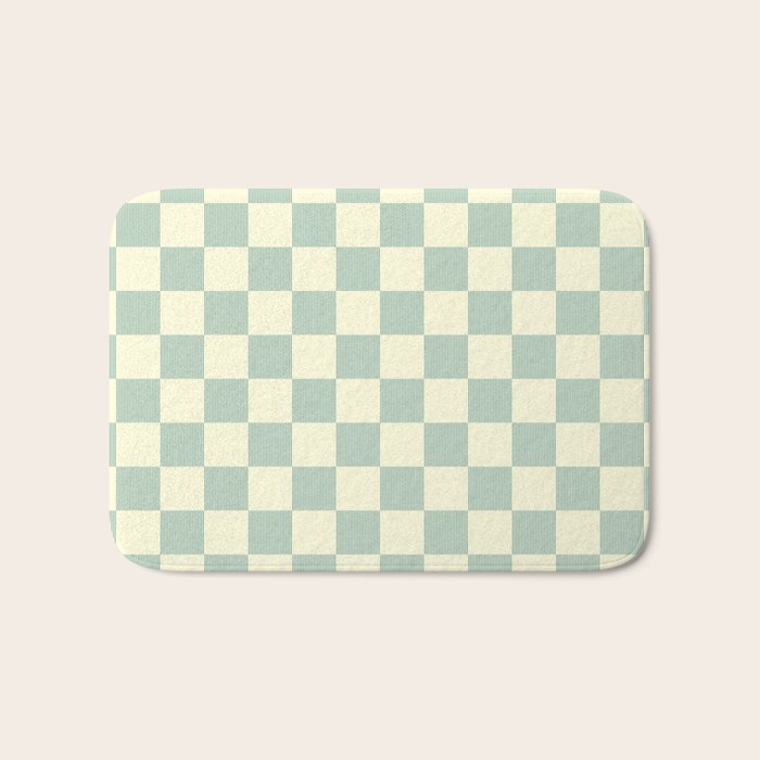 Textured Plaid pattern blue and white Bath Mat Gallery Image 1