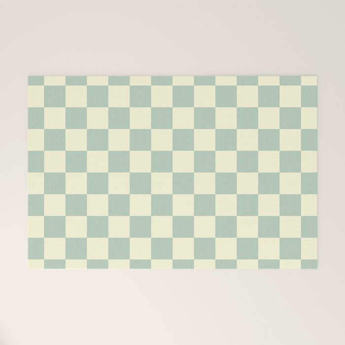 Textured Plaid pattern blue and white Welcome Mat Gallery Image 1