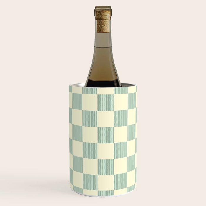 Textured Plaid pattern blue and white Wine Chiller Gallery Image 3