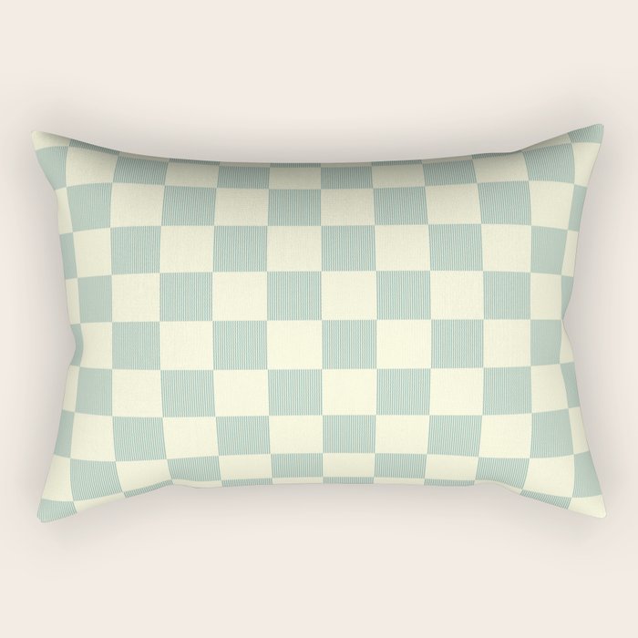 Textured Plaid pattern blue and white Rectangular Pillow Gallery Image 2