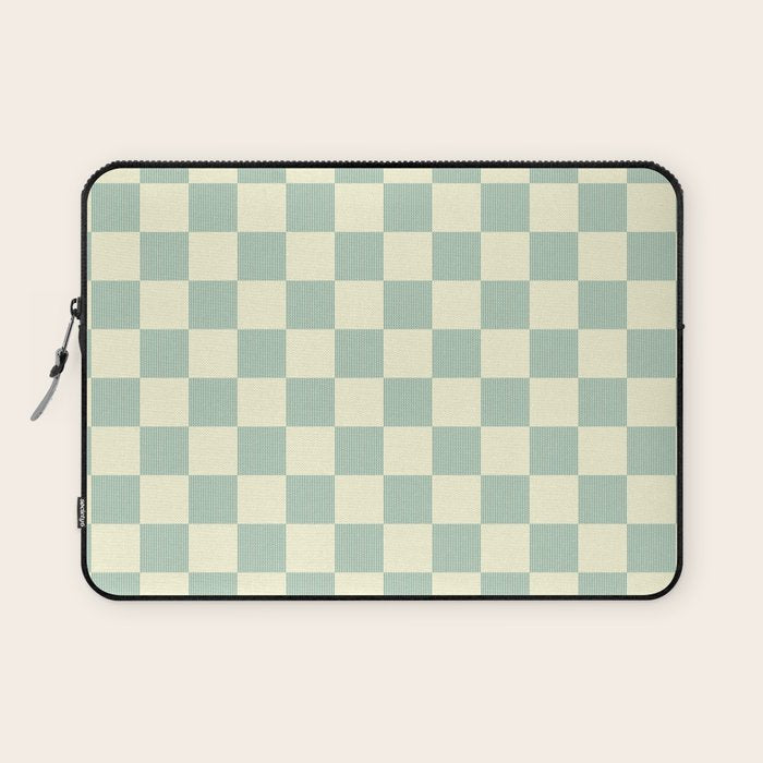 Textured Plaid pattern blue and white Laptop Sleeve Gallery Image 1