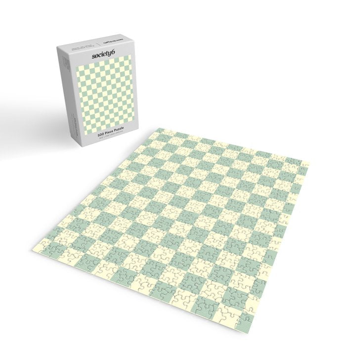 Textured Plaid pattern blue and white Jigsaw Puzzle Gallery Image 2