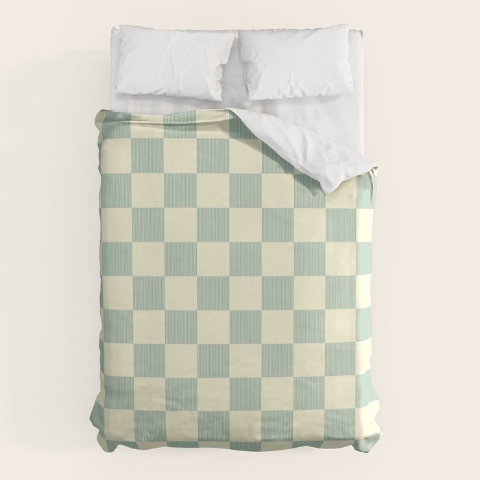 Textured Plaid pattern blue and white Duvet Cover Gallery Image 1
