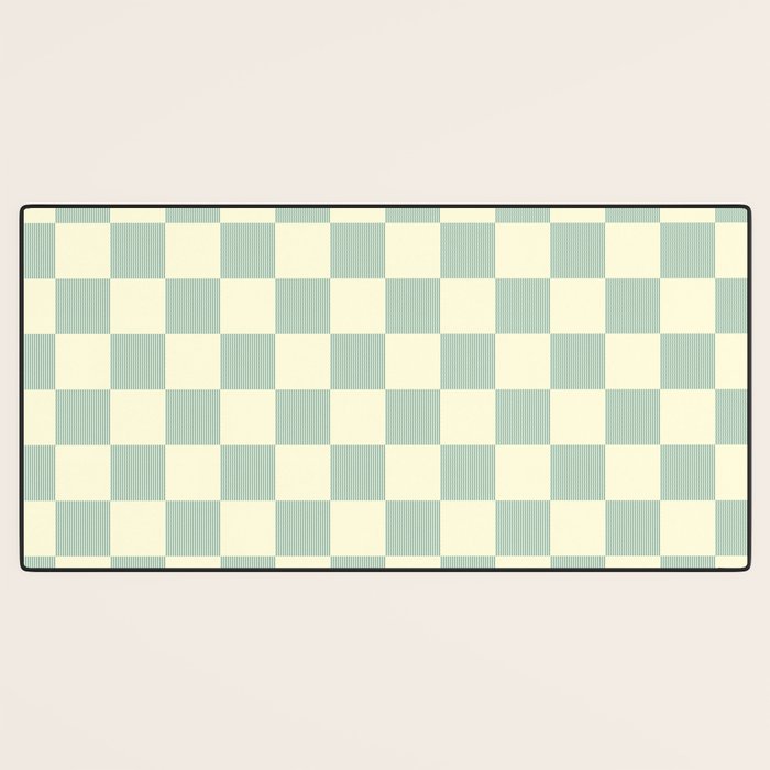 Textured Plaid pattern blue and white Desk Mat Gallery Image 3