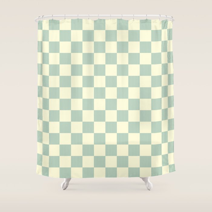 Textured Plaid pattern blue and white Shower Curtain Gallery Image 1