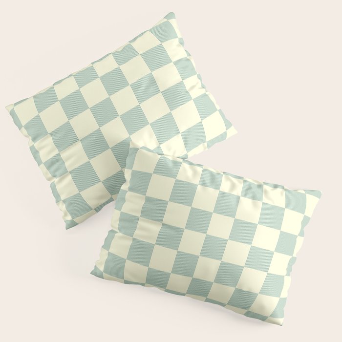 Textured Plaid pattern blue and white Pillow Sham Gallery Image 1