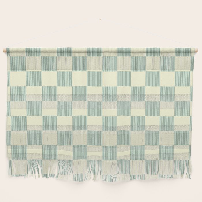 Textured Plaid pattern blue and white Wall Hanging Gallery Image 1