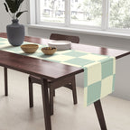 Textured Plaid pattern blue and white Table Runner Gallery Image 2
