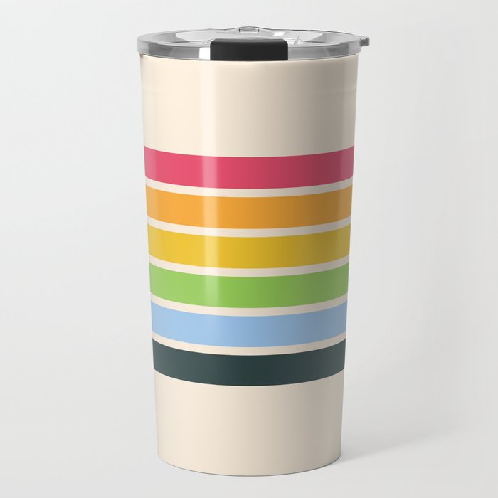 Tarama - Classic 70s Style Retro Stripes Travel Mug Gallery Image 1