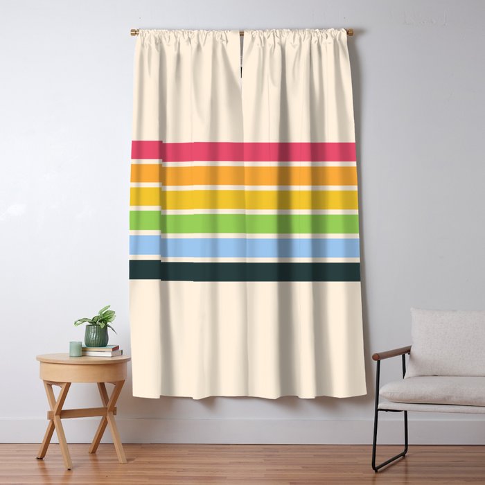 Tarama - Classic 70s Style Retro Stripes Window Curtain Gallery Image 1