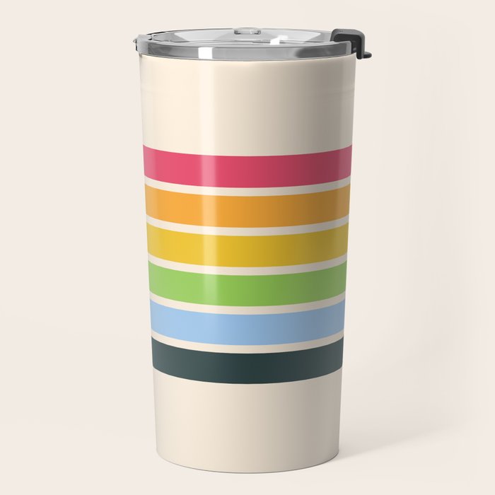 Tarama - Classic 70s Style Retro Stripes Travel Mug Gallery Image 2