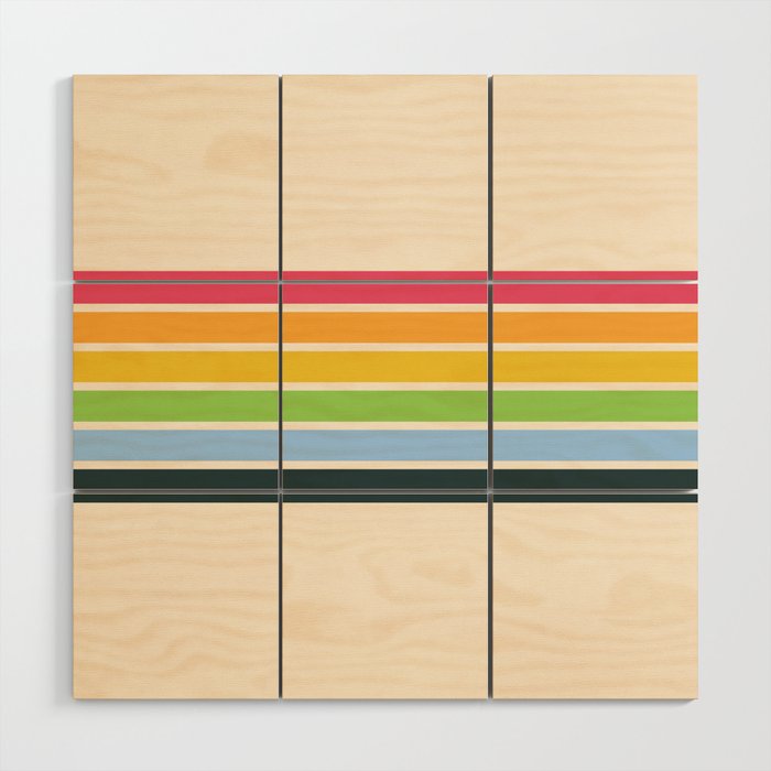 Tarama - Classic 70s Style Retro Stripes Wood Wall Art Gallery Image 1