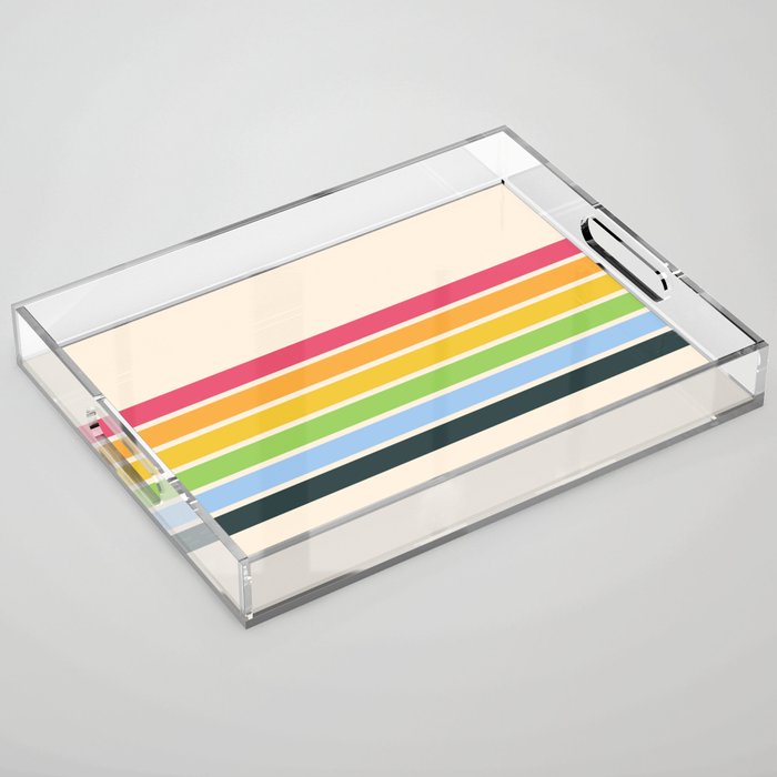 Tarama - Classic 70s Style Retro Stripes Acrylic Tray Gallery Image 1