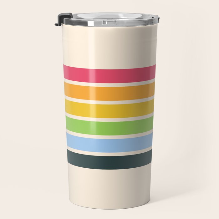 Tarama - Classic 70s Style Retro Stripes Travel Mug Gallery Image 3