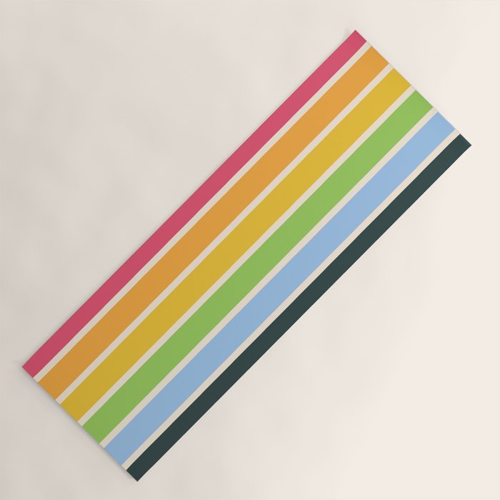 Tarama - Classic 70s Style Retro Stripes Yoga Mat Gallery Image 1
