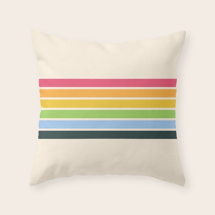 Tarama - Classic 70s Style Retro Stripes Throw Pillow Gallery Image 1