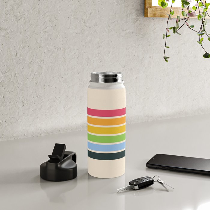 Tarama - Classic 70s Style Retro Stripes Water Bottle Gallery Image 4