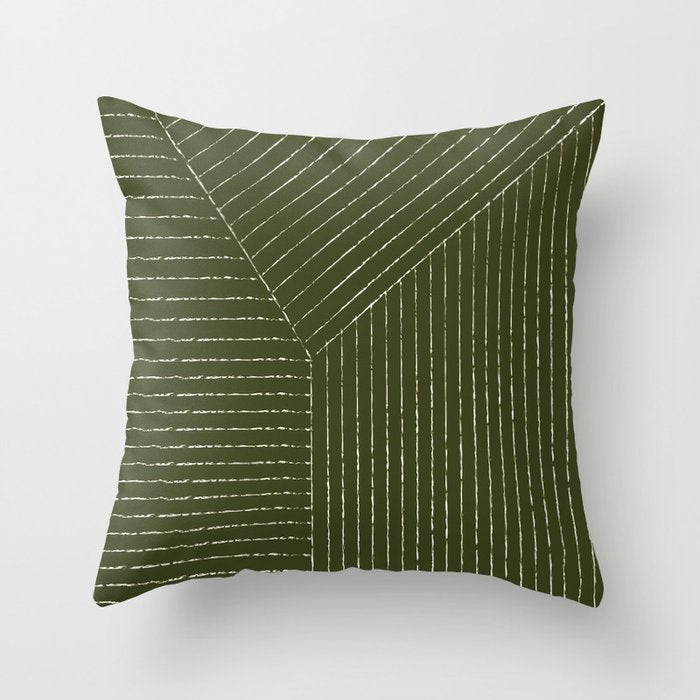 Lines (Olive Green) Throw Pillow Gallery Image 6