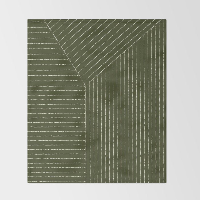 Lines (Olive Green) Throw Blanket Gallery Image 2
