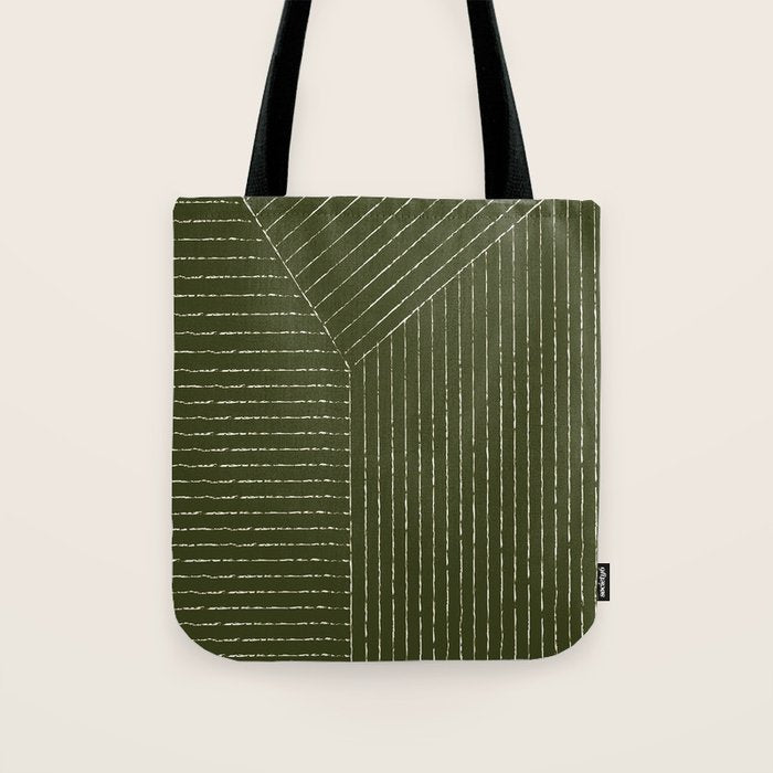 Lines (Olive Green) Tote Bag Gallery Image 1