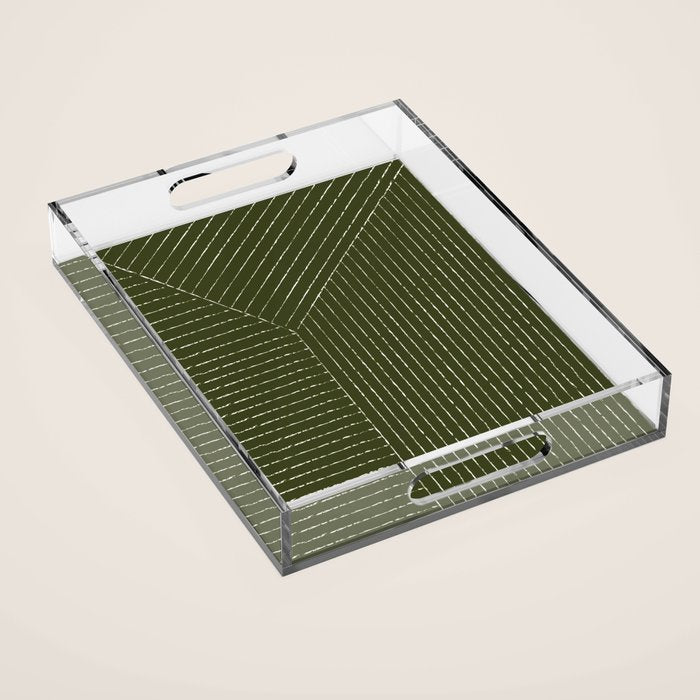 Lines (Olive Green) Acrylic Tray Gallery Image 1