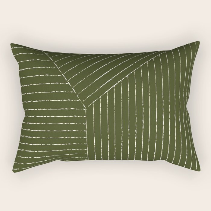 Lines (Olive Green) Rectangular Pillow Gallery Image 1