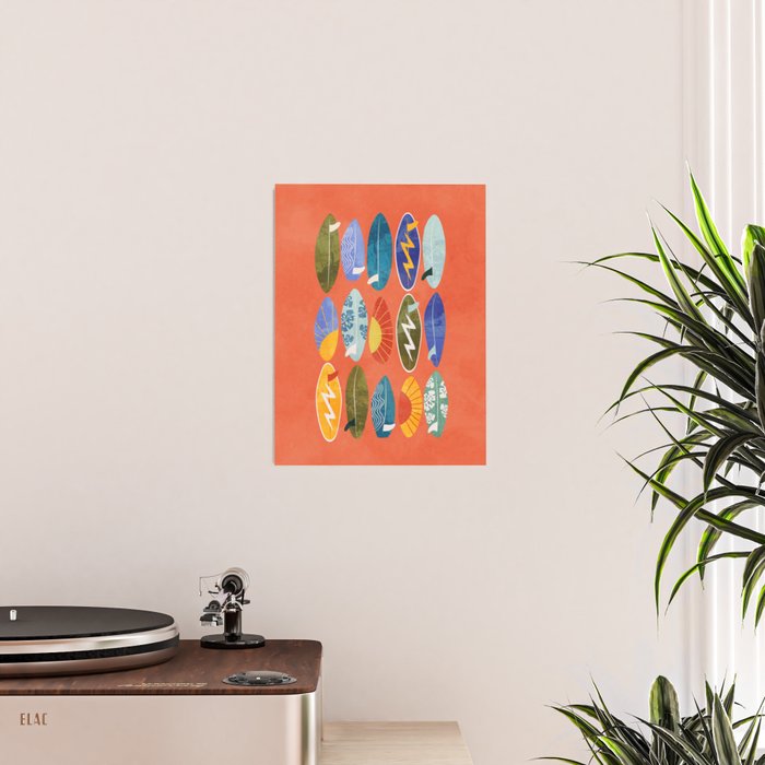 Surfboard orange  Poster Gallery Image 2