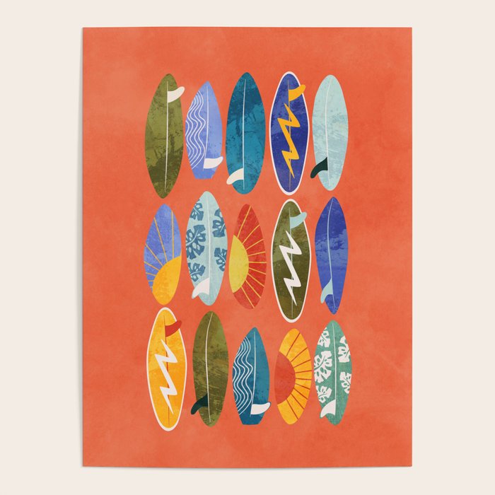 Surfboard orange  Poster Gallery Image 4
