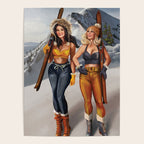 "Ski Bunnies" Cool Retro Winter Pinup Girl Art Poster Gallery Image 4