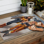 "Ski Bunnies" Cool Retro Winter Pinup Girl Art Outdoor Rug Gallery Image 2