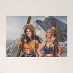 "Ski Bunnies" Cool Retro Winter Pinup Girl Art Welcome Mat Gallery Image 1
